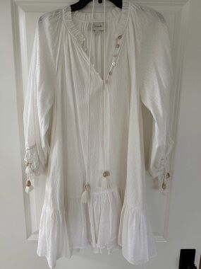 Cleobella White Cotton Tassel Peasant Tunic